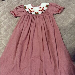 Adorable Red Gingham Kids Dress with Embroidery